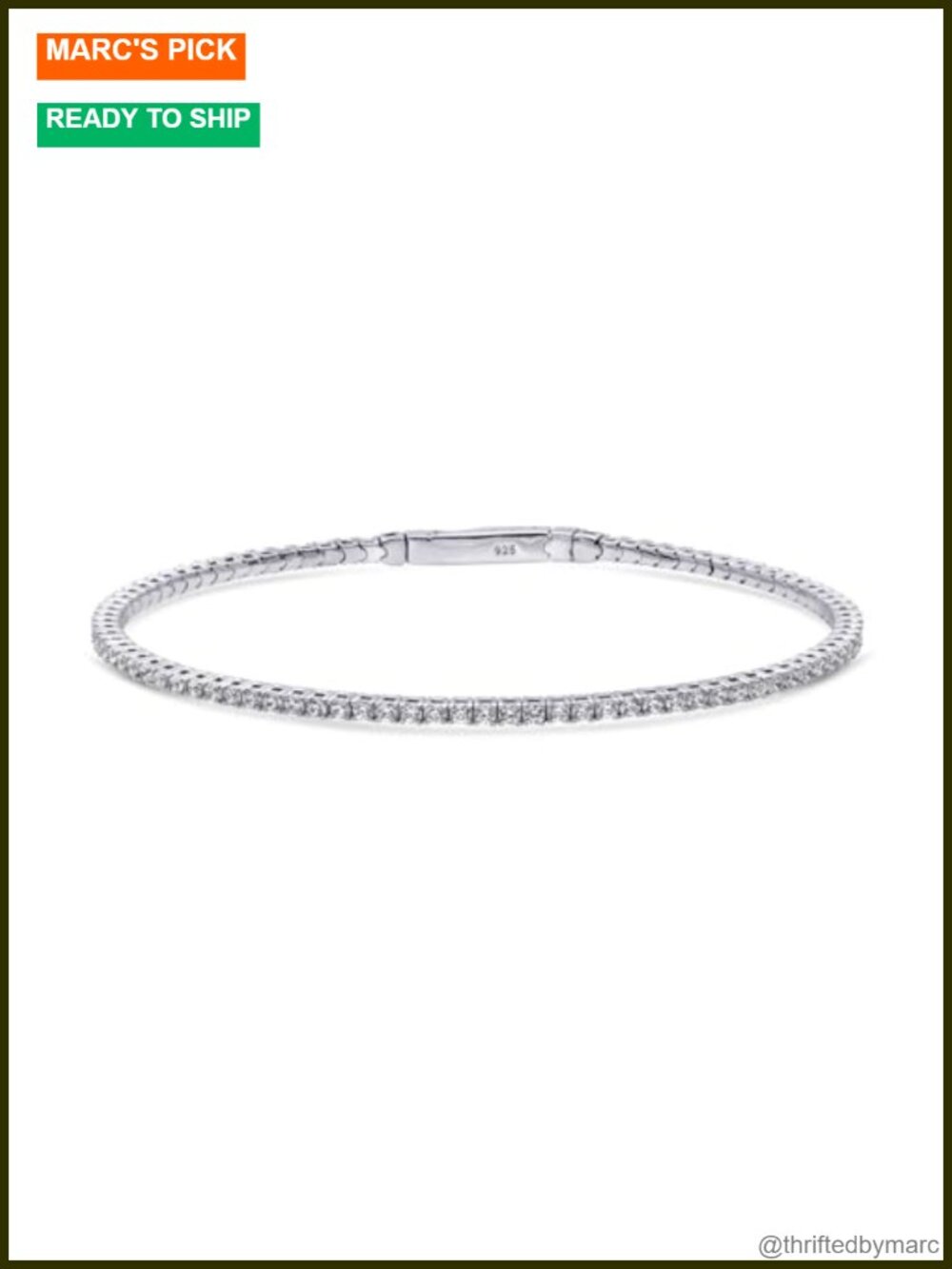 Sterling Silver Flexible CZ Bangle Bracelet for Women